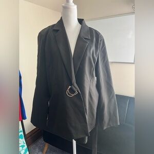 Black Women's Belted Blazer